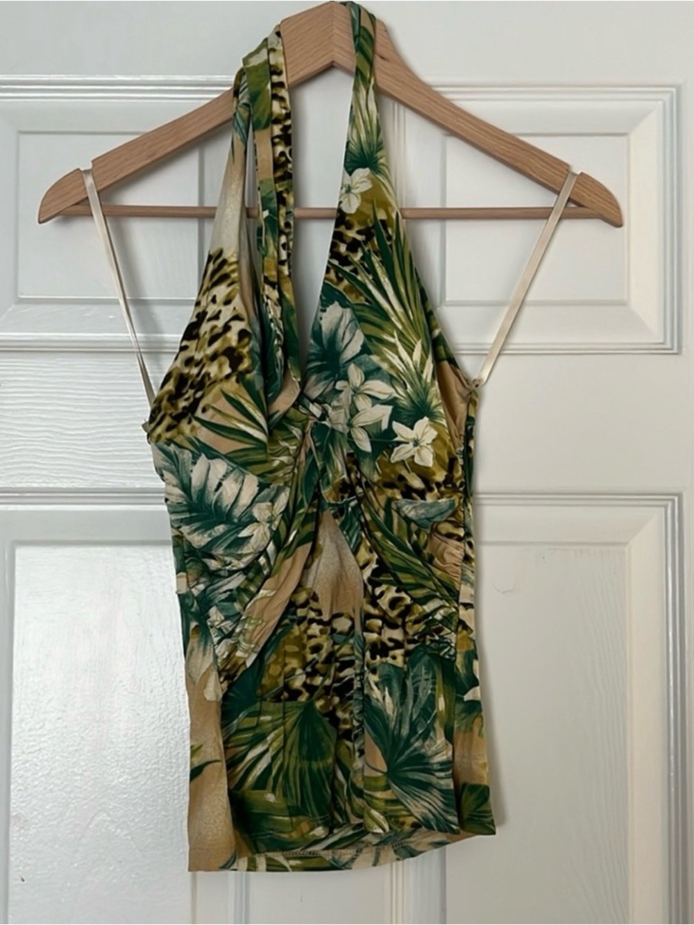 Vintage Caché Y2K Halter Top | Tropical Leopard Tank Top Sexy Going Out Small